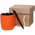 Набор Color Block, оранжевый с черным, , кружка - фарфор, покрытие софт-тач; ручка - металл