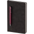 Блокнот Magnet с ручкой, черно-розовый, , искусственная кожа; металл