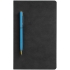 Блокнот Magnet Gold с ручкой, черный с голубым, , 