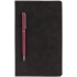 Блокнот Magnet с ручкой, черно-розовый, , искусственная кожа; металл