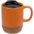 Кружка с пробковой подставкой Corky Walk, оранжевая, , каменная керамика