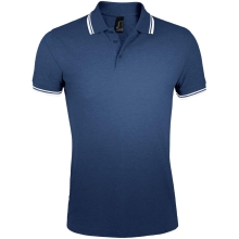 Рубашка поло мужская PASADENA MEN 200 с контрастной отделкой, темно-синяя с белым