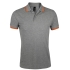 Рубашка поло мужская PASADENA MEN 200 с контрастной отделкой, серый меланж c оранжевым, , 