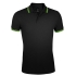 Рубашка поло мужская PASADENA MEN 200 с контрастной отделкой, черная с зеленым, , 