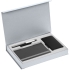 Коробка Silk с ложементом под ежедневник, аккумулятор и ручку, серебристая, , переплетный картон