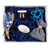 Коробка с окном InSight, белая с синим наполнением, , картон, пвх, лен, джут, бумага