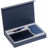 Коробка Silk с ложементом под ежедневник, аккумулятор и ручку, синяя, , переплетный картон