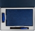 Коробка Silk с ложементом под ежедневник, флешку и ручку, синяя, , переплетный картон