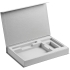 Коробка Silk с ложементом под ежедневник, аккумулятор и ручку, серебристая, , переплетный картон