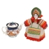 Набор Зимняя сказка: кукла на чайник, чайник заварной с росписью, кремовый/красный/разноцветный, кукла- хлопок, чайник- фарфор