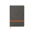 Блокнот Color линованный А5 в твердой обложке с резинкой, серый/оранжевый, серый/оранжевый, термо pu с зернистой структурой