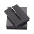 Набор Cerruti 1881: дизайнерский блокнот, шариковая ручка, черный/серебристый, черный/серебристый, искусственная кожа/латунь