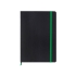 Блокнот в линейку формата А5, черный/зеленый, черный/зеленый, картон, покрытый бумагой под искусственную кожу