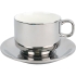Серебряная чайная пара: чашка на 250 мл с блюдцем, серебристый, фарфор