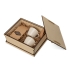 Подарочный набор с кофе, чашками в деревянной коробке Кофебрейк, чашки- белый, костеры- светло-коричневый, коробка- натуральный, кружки- керамика, костеры- пробка, коробка- березовая фанера толщиной 6 см