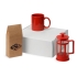 Подарочный набор с чаем, кружкой и френч-прессом Чаепитие, красный, кружка- красный, френч-пресс- красный/прозрачный, кружка- керамика, френч-пресс- боросиликатное стекло, нержавеющая сталь, пластик