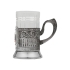 Чайный набор с подстаканником и фарфоровым чайником «ЭГОИСТ-М», серебристый/белый, серебристый/прозрачный, белый, мельхиор/хрусталь, фарфор