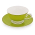 Чайная пара: чашка на 200 мл с блюдцем, зеленое яблоко/белый/золотистый, фарфор