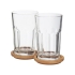 Набор стаканов Linden с костерами, прозрачный, прозрачный, светло-коричневый, стекло, бамбук