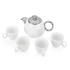 Набор: чайник на 960 мл, 4 чашки на 200 мл, подставка, белый, фарфор, дерево