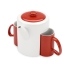 Набор: чайник, 2 чашки, белый/красный, керамика