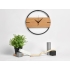Деревянные часы с металлическим ободом, диаметр 30 см, Time Wheel горизонтальные, натуральный/черн, натуральный/черный, дерево/алюминий