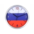 Часы настенные Российский флаг, серебристый, белый/синий/красный, металл