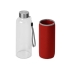 Бутылка для воды Pure c чехлом, 420 мл,красный, прозрачный/красный, стекло, неопрен