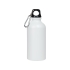 Матовая спортивная бутылка Hip S с карабином и объемом 400 мл, белый, белый, корпус- алюминий, крышка- пластик