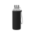 Бутылка для воды Pure c чехлом, 420 мл,черный, прозрачный, черный, стекло, неопрен