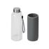Бутылка для воды Pure c чехлом, 420 мл,серый, прозрачный/серый, стекло, неопрен