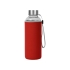 Бутылка для воды Pure c чехлом, 420 мл,красный, прозрачный/красный, стекло, неопрен