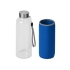 Бутылка для воды Pure c чехлом, 420 мл,синий, прозрачный, синий, стекло, неопрен