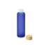 Стеклянная бутылка с бамбуковой крышкой Foggy, 600мл, синий, синий, боросиликатное стекло, бамбук