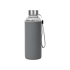 Бутылка для воды Pure c чехлом, 420 мл,серый, прозрачный/серый, стекло, неопрен
