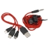Набор с наушниками и зарядным кабелем 3-в-1 In motion, красный, красный, пластик/металл/полиэстер