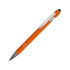 Ручка металлическая soft-touch шариковая со стилусом Sway, оранжевый/серебристый, оранжевый/серебристый, металл c покрытием soft-touch