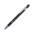 Ручка металлическая soft-touch шариковая со стилусом «Sway», темно-синий/серебристый, темно-синий/серебристый, металл