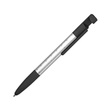 Ручка-стилус металлическая шариковая многофункциональная (6 функций) «Multy» с грипом, серебристый