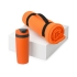 Подарочный набор Cozy с пледом и термокружкой, оранжевый, оранжевый/темно-серый/черный, плед - флис из 100% полиэстера, термокружка - пластик