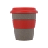 Стакан с силиконовой крышкой Café, красный, серо-коричневый/красный, 50% бамбуковое волокно, 50% полипропилен