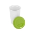 Кружка с силиконовой крышкой Нью-Йорк 300мл, зеленый, зеленый/белый, керамика/силикон