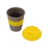 Стакан с силиконовой крышкой Café, желтый, серо-коричневый/желтый, 50% бамбуковое волокно, 50% полипропилен