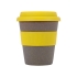 Стакан с силиконовой крышкой Café, желтый, серо-коричневый/желтый, 50% бамбуковое волокно, 50% полипропилен