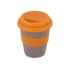 Стакан с силиконовой крышкой Café, оранжевый, серо-коричневый/оранжевый, 50% бамбуковое волокно, 50% полипропилен