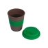 Стакан с силиконовой крышкой Café, зеленый, серо-коричневый/зеленый, 50% бамбуковое волокно, 50% полипропилен