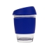 Стеклянный стакан Monday с силиконовой крышкой и манжетой, 350мл, синий, прозрачный/синий, боросиликатное стекло, силикон