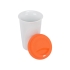 Кружка с силиконовой крышкой Нью-Йорк 300мл, оранжевый, оранжевый/белый, керамика/силикон