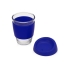 Стеклянный стакан Monday с силиконовой крышкой и манжетой, 350мл, синий, прозрачный/синий, боросиликатное стекло, силикон
