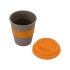 Стакан с силиконовой крышкой Café, оранжевый, серо-коричневый/оранжевый, 50% бамбуковое волокно, 50% полипропилен